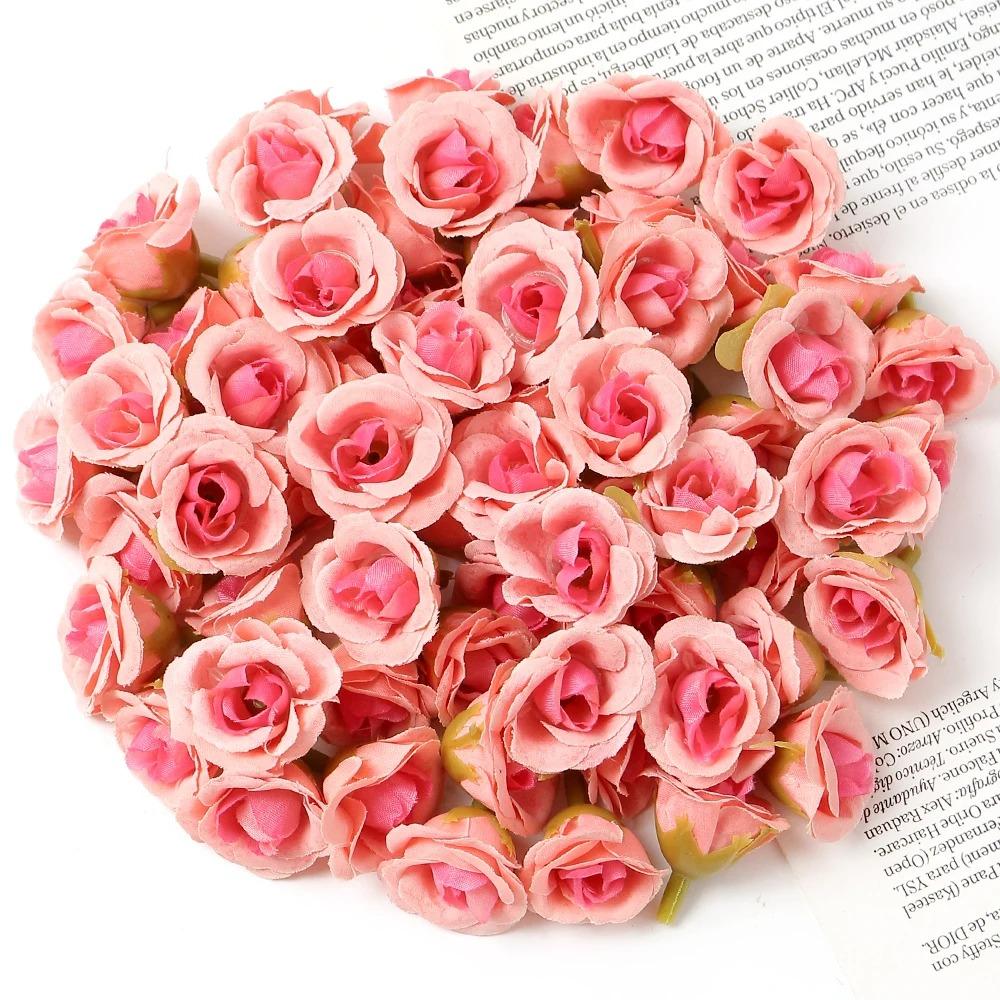 10/20/50Pcs 2cm Mini Rose Artificial Flowers Heads For Home Decor Wedding Decoration Fake Flowers DIY Wreath Scrapbook Gifts