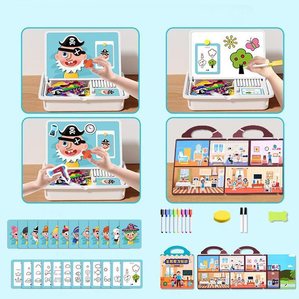Magnetic 3D Puzzle Children Dress Up Change Facial Expression Game Iron Box Jigsaw Early Education Imagination Toys Girls Gifts