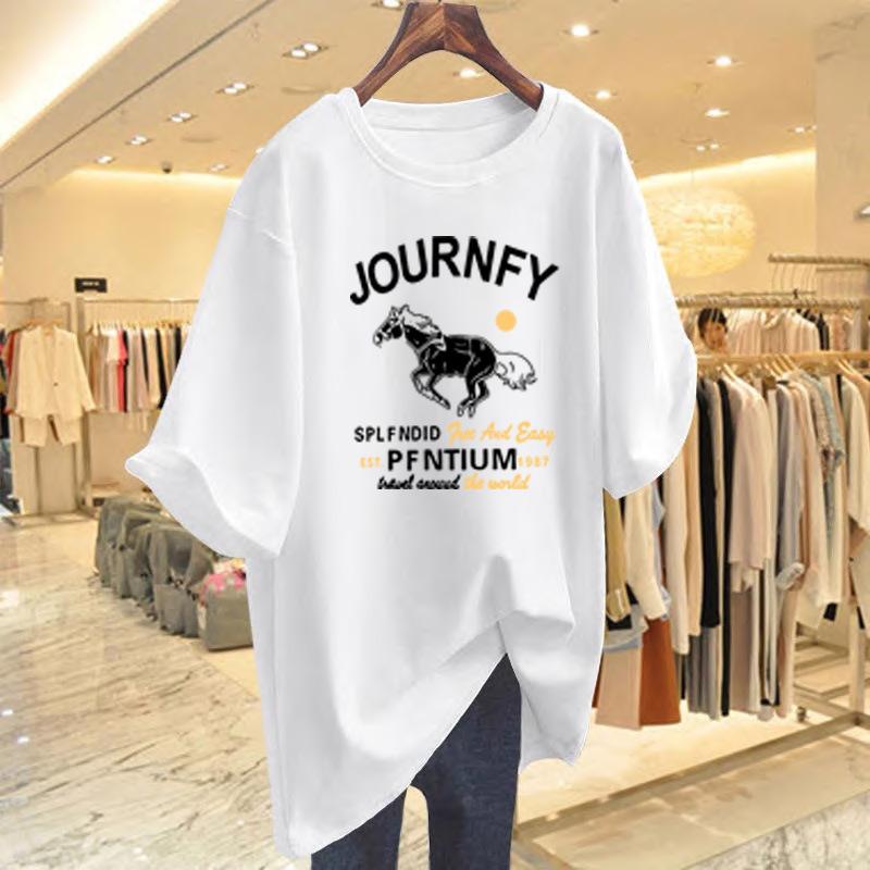 

Summer new short-sleeved T-shirt women s 2025 summer new loose large size round neck Korean version solid color thin top tide S