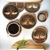 Tree of Life 8-Piece Wooden Heat-Insulating Non-Slip Coaster Set