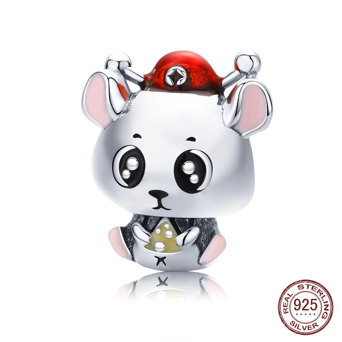 

925 стерлингового серебра Новый год Lucky Baby Mouse Charm Fit Браслеты Браслеты Бутик Ювелирные изделия