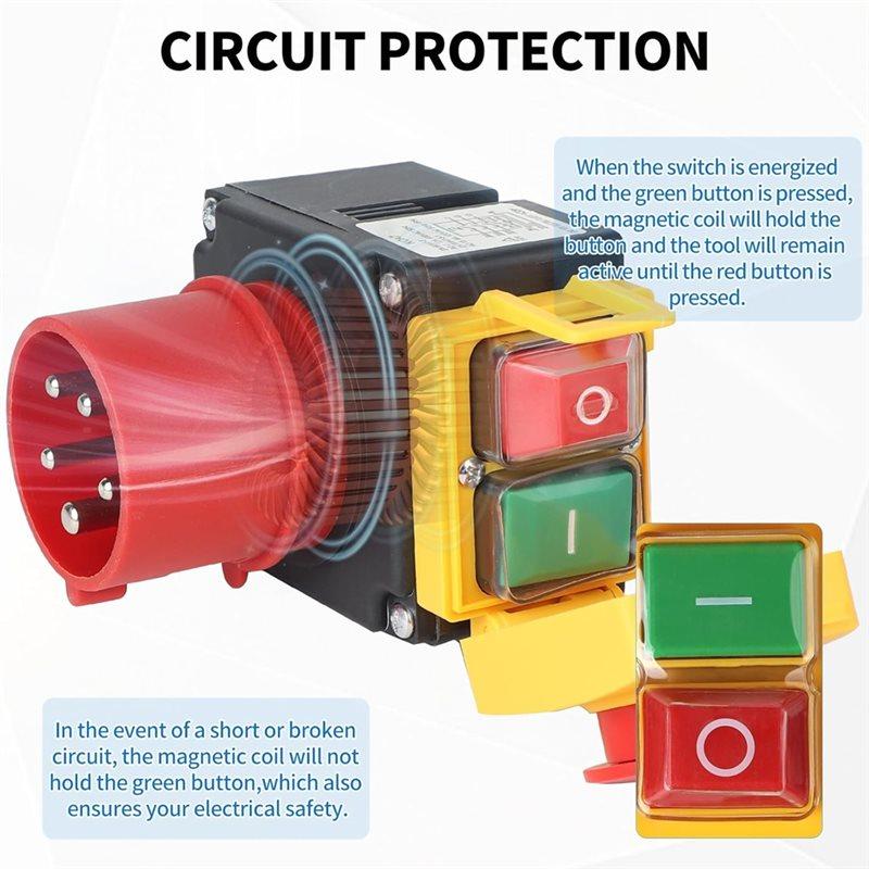 ABKS-Emergency Stop Switch Machine Switch 3-Phase 400 V With 80 Cm Cable Safety Switch Zero Voltage Switch Equivalence KOA7