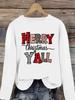 (Asian Size) Clothing T Shirt Graphic Tee Women faith peace Merry Christmas new year Print Casual Fashion Top o-neck Long Sleeve T-shirts