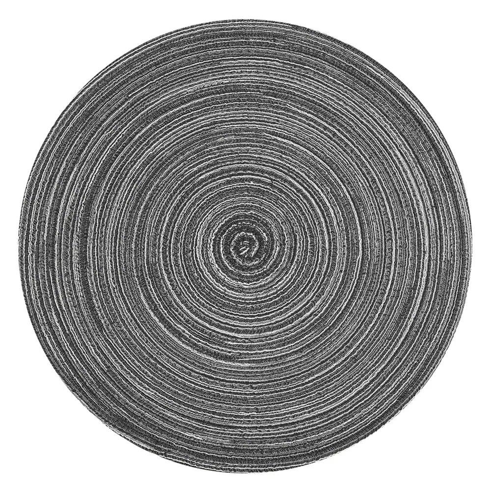 6PCS Braided Round Place Mats Kitchen Dining Table Runner Heat Insulation Non-Slip Washable Placemats Christmas Table Mats Home Decoration Pad Coaster