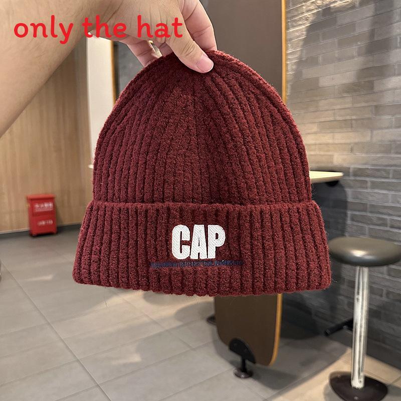 Knitted Hat For Men Women Winter Warmth With Embroidered Letters College Style