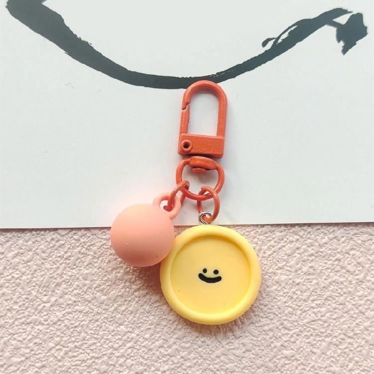 Creative Resin Keychain Decoration Smiling Flower Cloud Heart Bead Bag Pendant Handcrafted Keyring Accessory