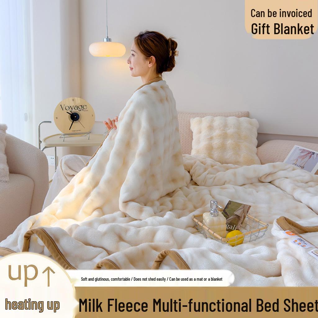 Bubble Fleece Coral Blanket for Office or Sofa