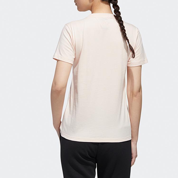 Adidas Large Shiny Logo Short Sleeve T-Shirt Women Tops Pink GK8721