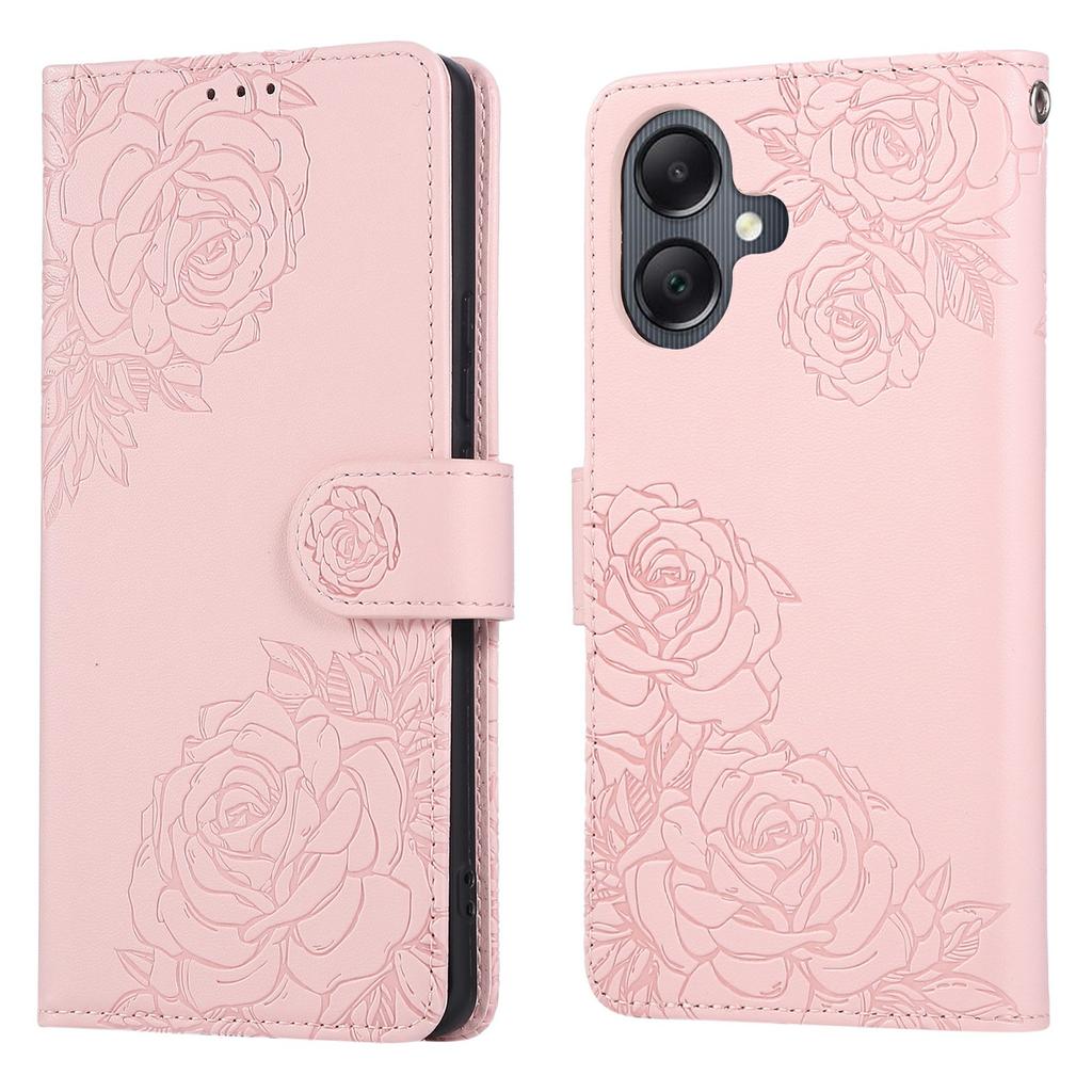 For Samsung Galaxy A06 4G Case Rose Flower PU Leather Wallet Phone Cover with 3 Card Slots