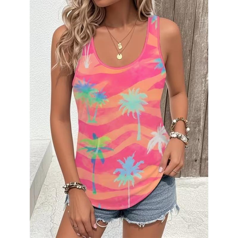 Summer Plus Size Sleeveless Camisole Vest Women 3D Printed O Neck Casual Self Simple Vest Tops