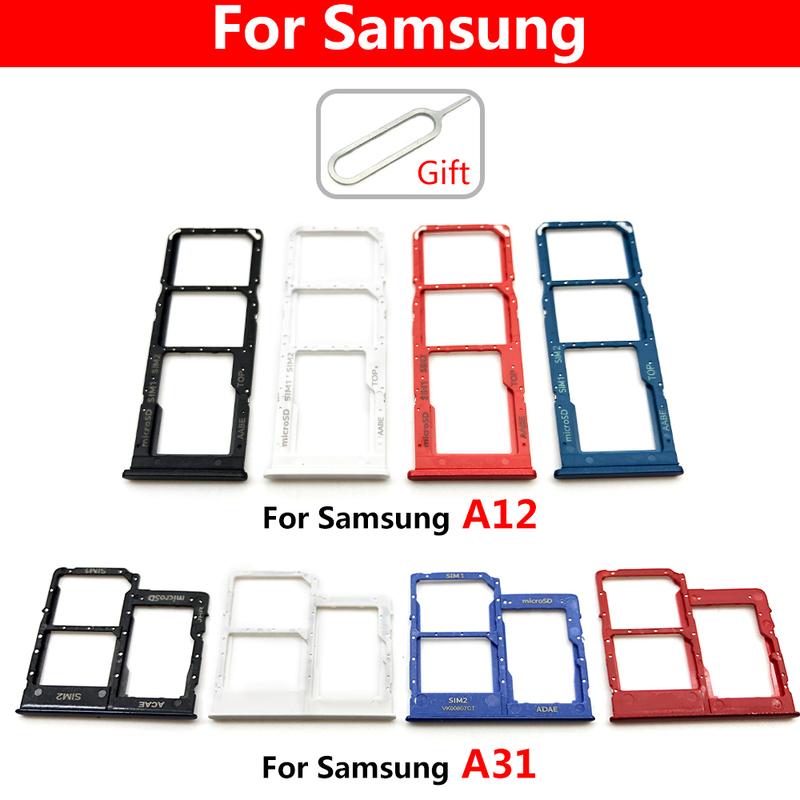 NEW Dual Card Phone Sim Card Tray For Samsung A12 A31 A51 A71 NEW SIM Chip Holder Slot Adapter Drawer Part + Pin
