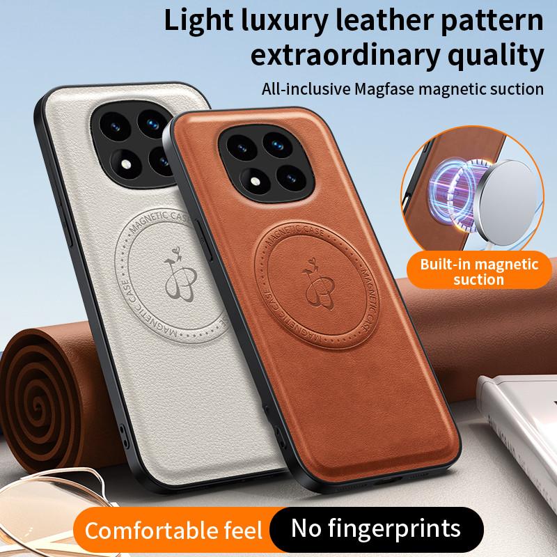 

Wireless Charging Magnetic Case for Xiaomi Redmi Note 14 Pro 5G 14 Pro+ Plus Protective Cover PU Leather Hard Back Shell Coque Redmi Note 14 Pro+ 5G (Global) зелений