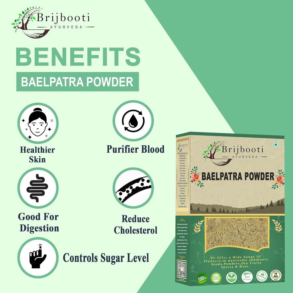 Brijbooti Bael Patra Powder For Gut Health, Bael Leaf Powder, Rich In Antioxidants | 200gm 0.4lbs