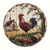 High Definition Metal Tin Sign Set Colorful Rooster Themed Round Wall Art Decor for Farmhouse Kitchen and Country Style Home Dec
