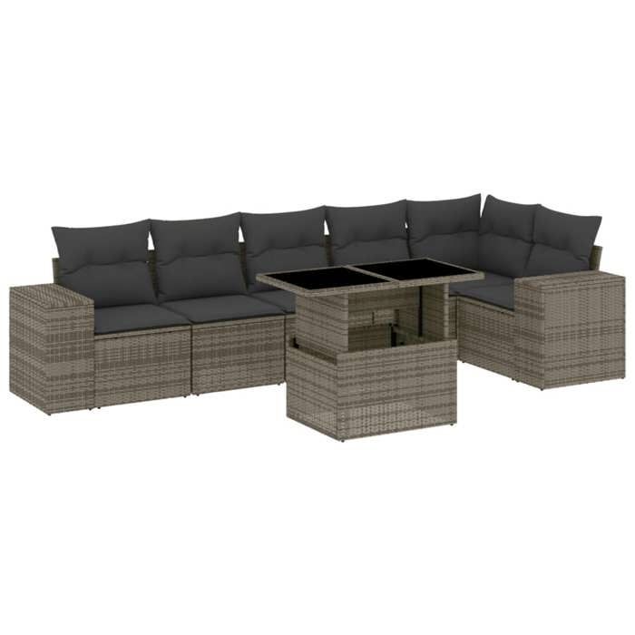VidaXL Garden Lounge Set with Cushions 7 Pcs Grey Braided Resin 3269180
