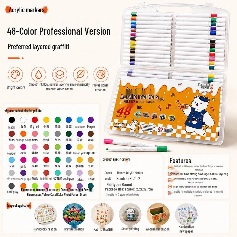 Acrylic Watercolor Marker with Soft Tip - Washable & Non-Bleeding for Kids' Art & Graffiti.