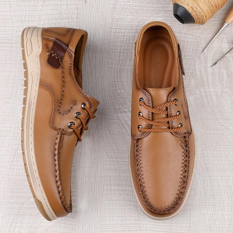 Fashion Genuine Leather Outdoor Hiking Shoes Breathable Casual Shoes for Men Elegant Brown Men's Driving Shoes Handmade Walking Loafers