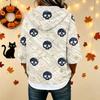 Women's Halloween Print Casual Loose Fit Hooded Top with and Three-Quarter Sleeves