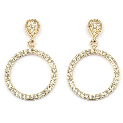 [M8955] - Brincos Banhados a Ouro 'Sissi' branco dourado - 24x15 mm