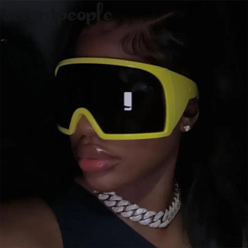 Oversized Punk Sunglasses Women Luxury Brand Designer Sports Sun Glasses For Men Fashion One-Piece Sunglass Outdoor Sport Goggle