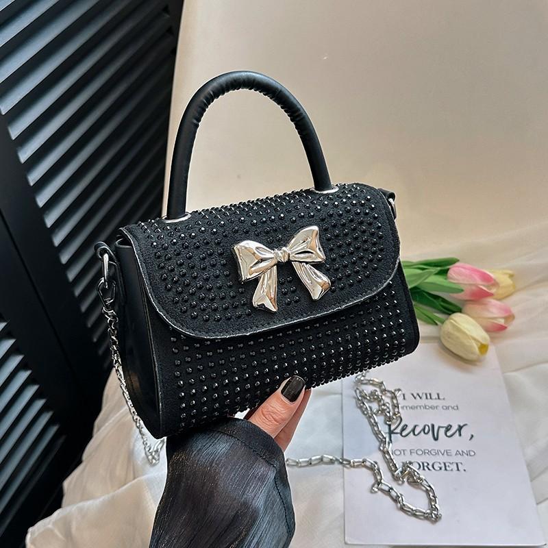 

Popular small bag women s new summer versatile fashion diamond-encrusted messenger bag texture butterfly small square bag чорний