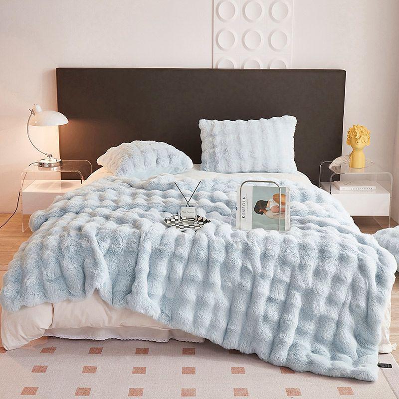 G5Z Thickened Warm Faux Fur Rabbit Fleece Blanket, Anti-Static Milk Velvet Throw for Sofa or Nap