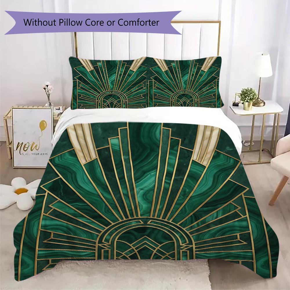 Biancheria da letto con motivo a linee Art Déco Set piumone Copripiumone Federa Decorazione per la casa Regalo di compleanno (1 * copripiumino + 2 * federe senza imbottitura)