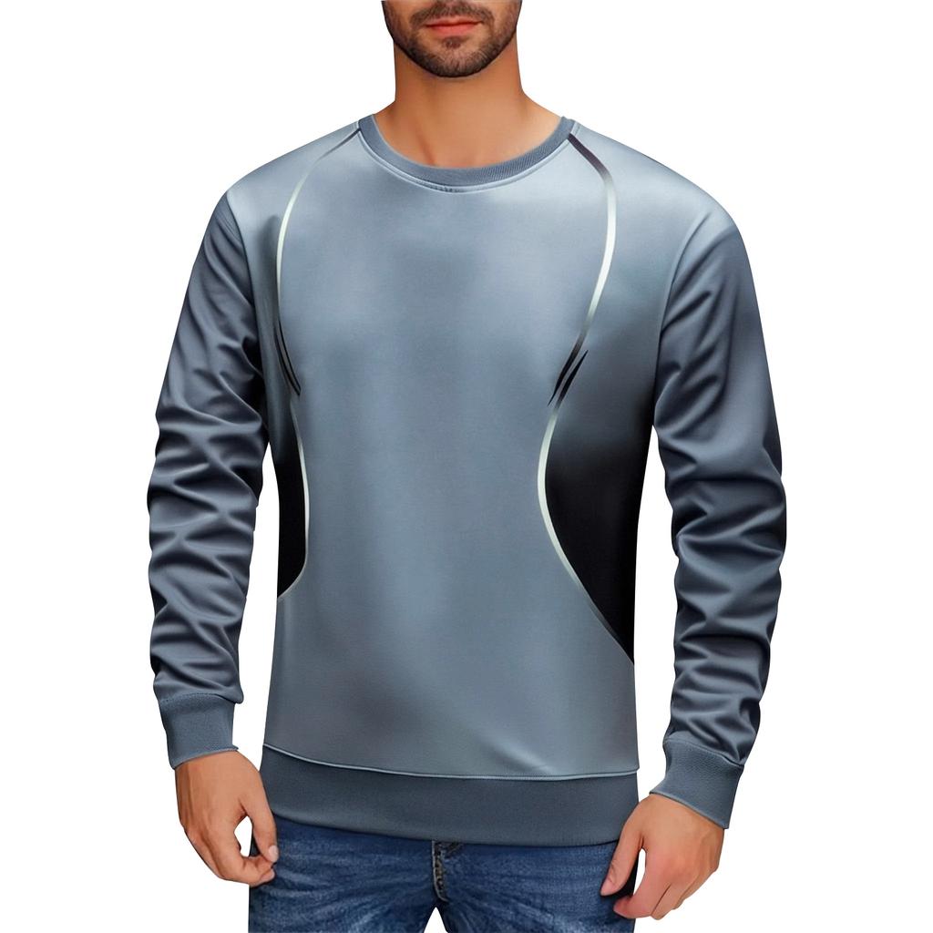 Men's Casual Top Round Neck Pullover Long Sleeved