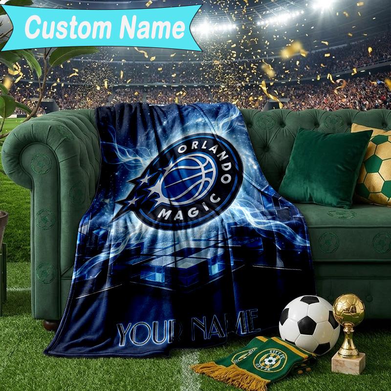 Custom Name Blanket Basketball Orlando Logo Blanket Bedding Blanket for Travel, Camping, Living Rooms, Offices, Sofas, Fan Christmas Gift