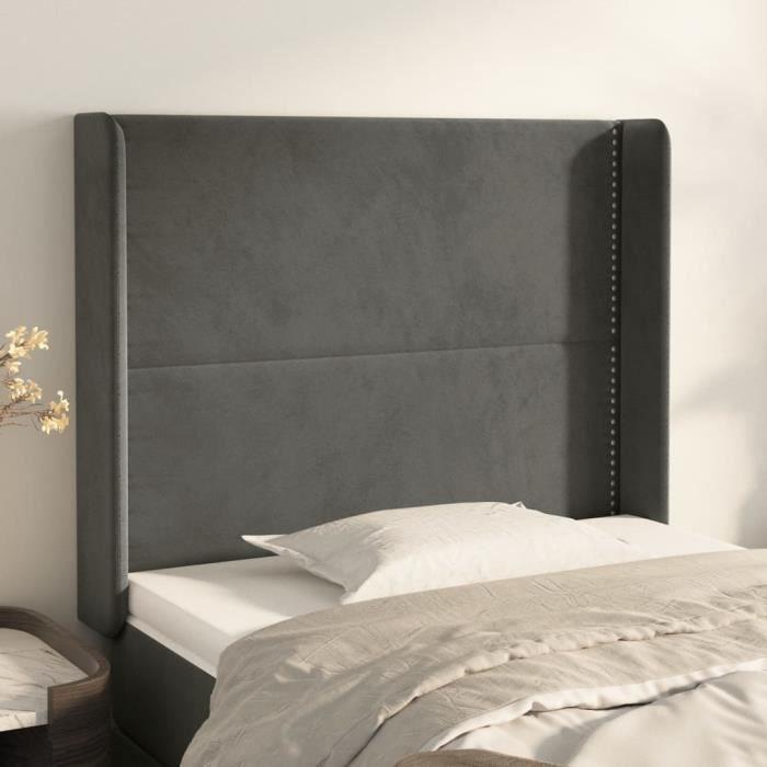 VidaXL Tête de lit avec oreilles Gris foncé 83x16x118-128 cm Velours3119471