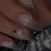 24Pcs French Almond False Nails Pink Stiletto Press On Nails With White Edge Design And Glue Simple Wearable Nail Tips