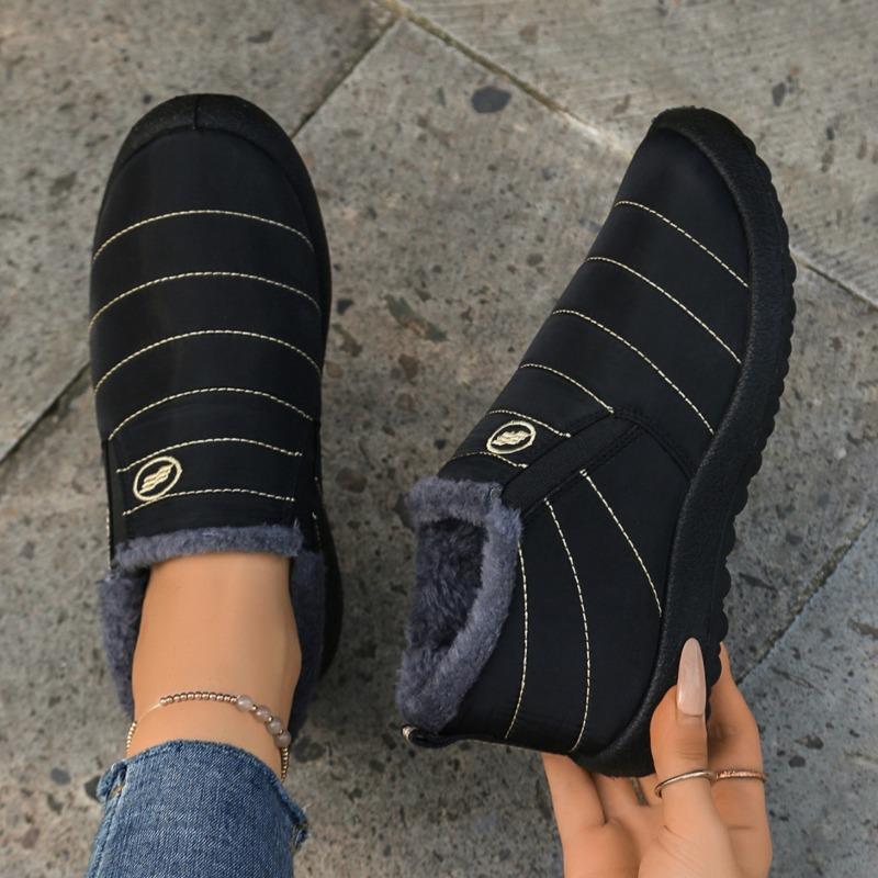 Women’s Large-Size Fleece-Lined Cotton Snow Boots, Warm Thickened Casual Shoes