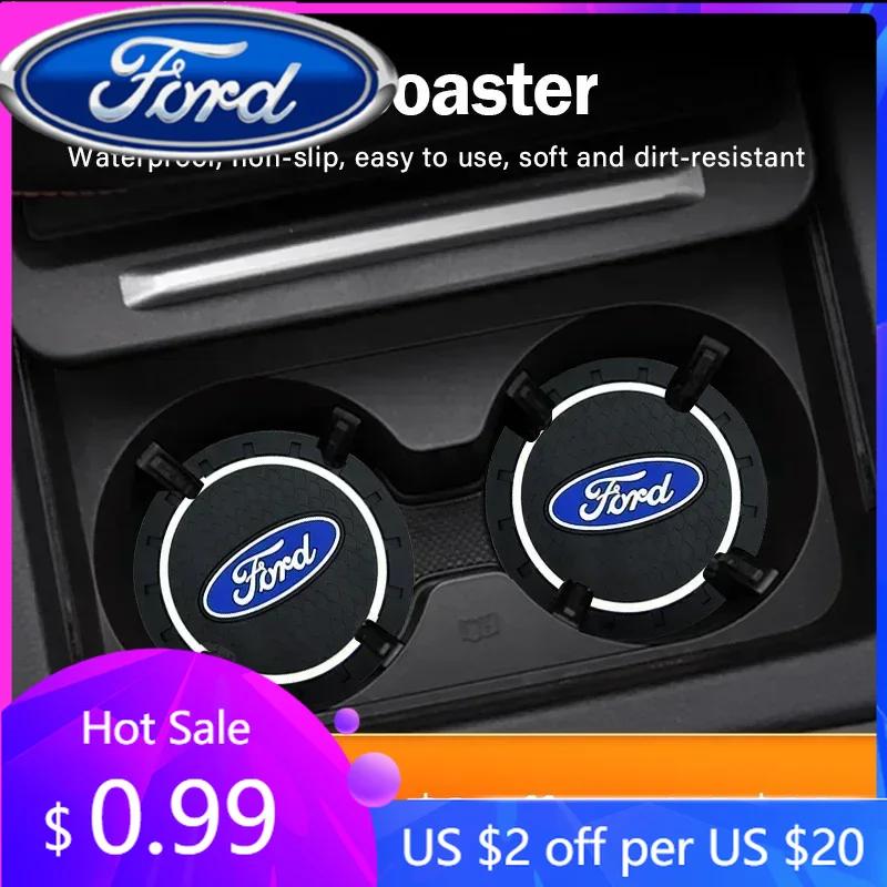 New 2026 Car Sticker Ford New 2025 Hot Car Coaster Water Cup Slot Non-Slip Mat Pad Silicone Holder Case Ford-Fiesta Focus Mondeo