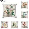 New European Retro Flowers Linen Cushion Cover Classical Floral Pillow Case Vintage Decorative Sofa Throw Pillow Cover 45X45Cm
