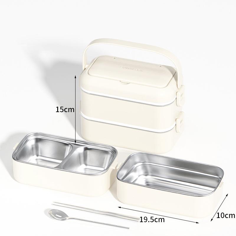 304 Stainless Steel Leakproof Bento Box: Double Layer, Microwave Safe, Heat Preservation, Multi-Compartment Lunch Box