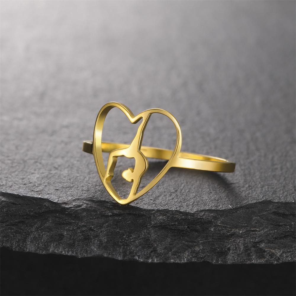 My Shape Gymnastics Girl Rings for Women Stainless Steel Artistic Gymnast Sports Ballerina Dancing Girls Finger Rings Jewelry