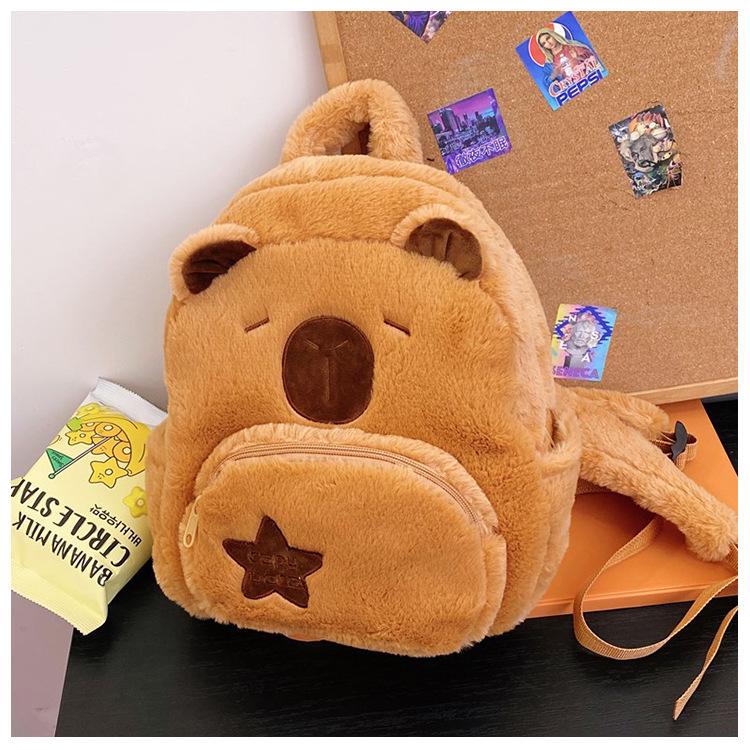 Lightweight Cute Capybara Plush Backpack - Stress-Reducing Student Bag