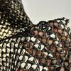 Metallic Interwoven Mesh Knitted Fabric Gray Gold 3D Textured Material for Fashion Designer Blouse Sweater Shawl Clothing Sewing