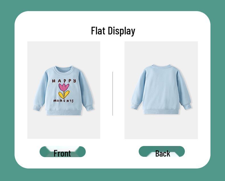 Sweet & Cute Children's Cartoon Flower Sweatshirt - 26 Autumn/Winter, Round Neck, Long Sleeve