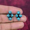 Blue Copper Turquoise Handmade Gemstone Earrings, 925 Solid Sterling Silver Earrings Antique Jewelry, For Engagement Gift
