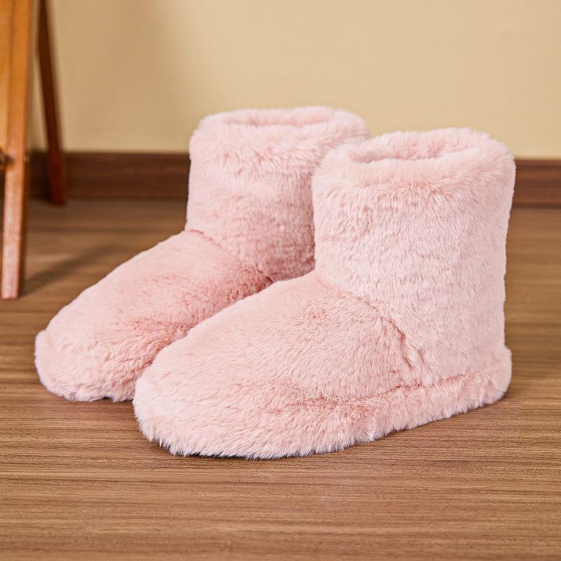 Cross-border autumn and winter new plush medium boots women's foreign trade wholesale home cotton shoes non-slip warm bag and cotton slippers