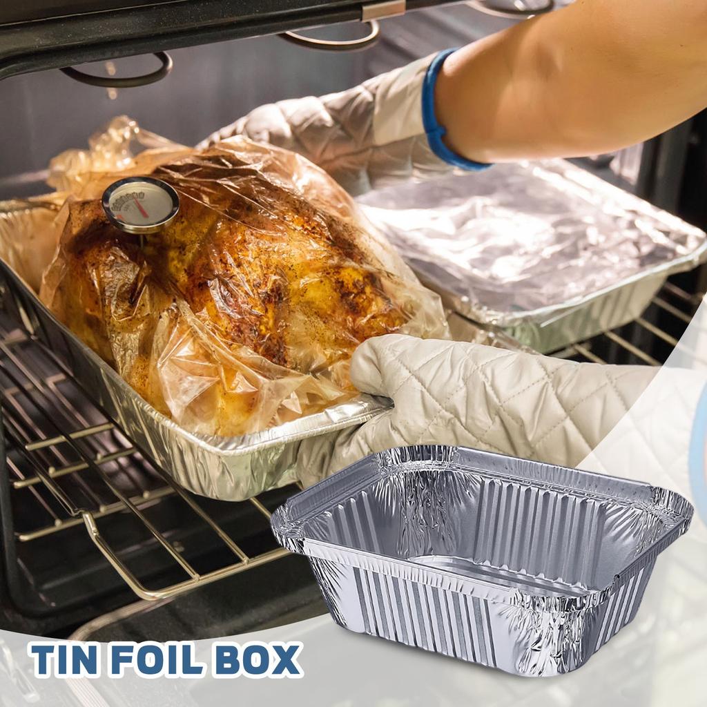 40pc Rectangular Tin Foil Bowl And Plate Tin Foil Aluminum Foil Insulation Lunch Box
