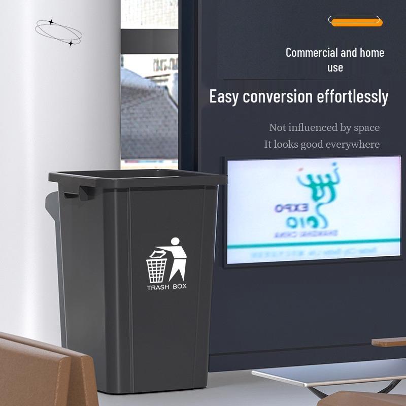Square Extra Large Trash Can - Durable, Lidless Design for Commercial, Kitchen, or Outdoor Use