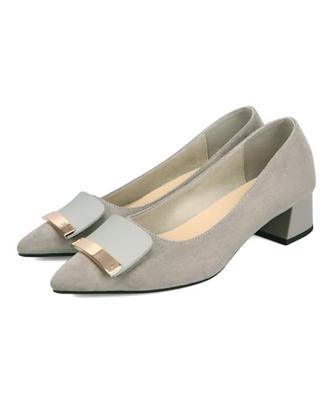 Square Buckle Flare Heel Pumps/Women's 52314