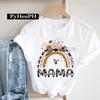 European Leopard Print Mom TShirt Korean Version ShortSleeved Base Shirt Fashion Creative Family Clothing for Women