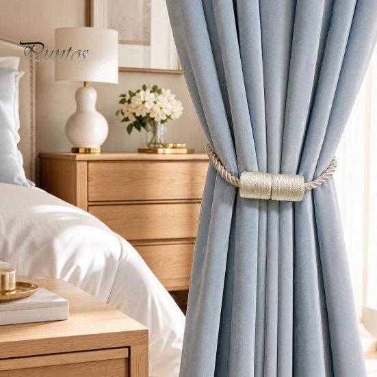 Curtain Ties Magnetic Tiebacks, Modern Simple Rope Tie Backs, Heavy Duty Magnets Decorative Drapes Weave Holdbacks for Home Bedroom Office Wall Damage