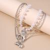 3pcs Delicate Love Heart Necklace Multilayer Pearl Choker Necklaces for Women Bridal Wedding Party Jewelry Gifts