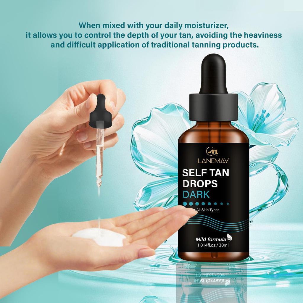 Self Tan Drops Dark-Easy For Daily Care, Gradually Healthy Skin Tone-No Need For Sunlight-Suitable For All Skin Types, 30ml