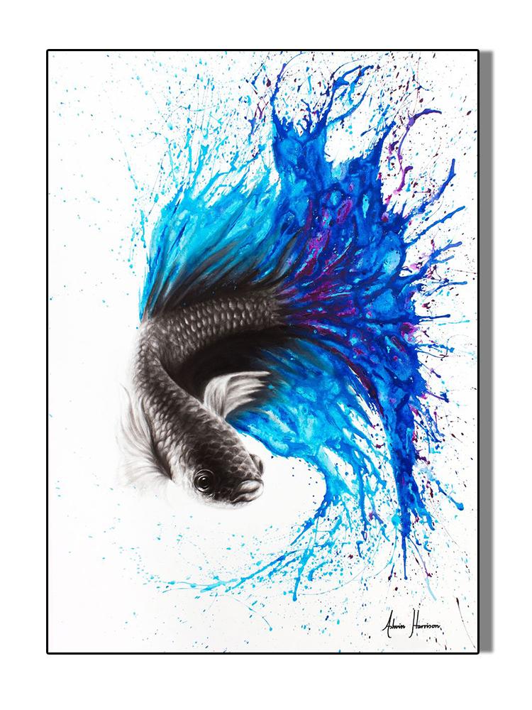 Abstract Ocean Animals Posters Canvas Painting Dancing Marlin Dolphin Fish Wall Picture Minimalist Print Livinig Room Home Decor