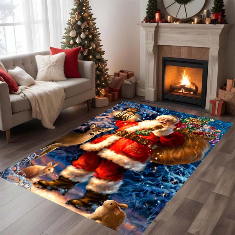 Festive Santa Claus Rug To Spread Joy, Yoga Mat, Living Room Decor, Children's Activity Mat, Doormat, Play Mat